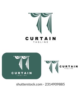 Home And Exhibition Curtain Logo Design, Building Decoration Vector Illustration