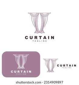 Home And Exhibition Curtain Logo Design, Building Decoration Vector Illustration