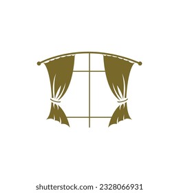 Home And Exhibition Curtain Logo Design, Building Decoration Vector Illustration