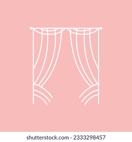 Home And Exhibition Curtain Logo Design, Building Decoration Vector Illustration