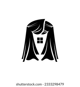 Home And Exhibition Curtain Logo Design, Building Decoration Vector Illustration