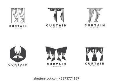 Home And Exhibition Curtain Logo Design, Building Decoration Vector Illustration
