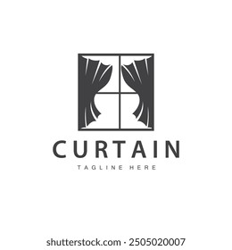 Home And Exhibition Curtain Logo Design, Building Decoration Vector Illustration