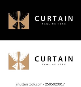 Home And Exhibition Curtain Logo Design, Building Decoration Vector Illustration