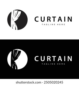 Home And Exhibition Curtain Logo Design, Building Decoration Vector Illustration