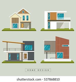 Home exterior design collections, vector illustration