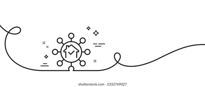 Icono de línea de instalaciones domésticas. Una línea continua con curl. Signo de servicio de mantenimiento. Símbolo de la instalación residencial. cinta de esquema único de la instalación residencial. Patrón de curva de bucle. Vector