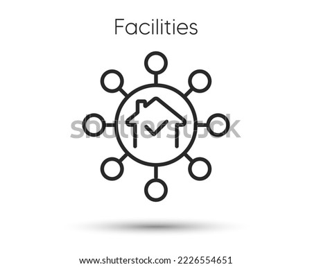 Home facilities line icon. Maintenance service outline sign. House facility symbol. Illustration for web and mobile app. Line style neighborhood icon. Editable stroke facility service. Vector