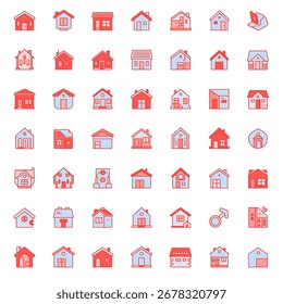 Startseite und Factory Icon Set Vektorgrafik, weißer Hintergrund 