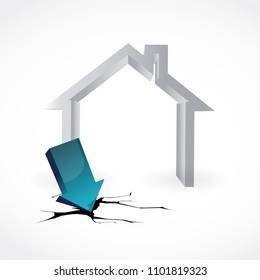 Home fall and depression. Vector Illustration. isolated over a white background