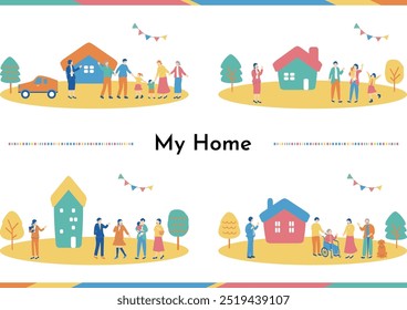 Home and family illustration set