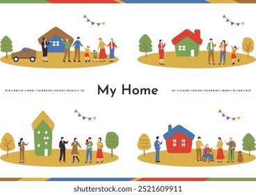 Home and family illustration set