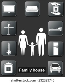 Home, family vector icons set