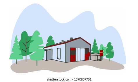 home farmer illustration  flat vactor