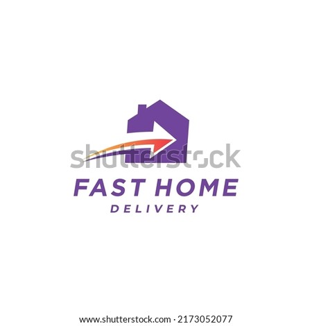 Home with fast arrow combination logo icon sign symbol design concept. Vector illustration