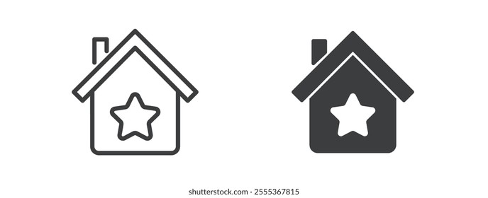 Home favorite icon. Line and glyph solid icon. Perfect pixel isolated on clean transparent background. Vector illustration.