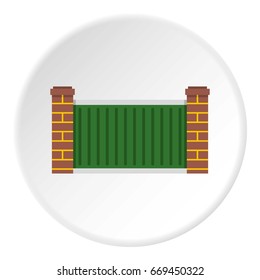 Home fence icon in flat circle isolated on white background vector illustration for web