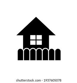 Icono de la valla residencial en un icono de glifo de forma plana sólida, aislado en fondo blanco 