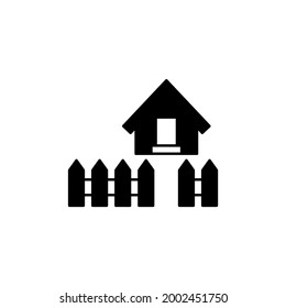 Home fence icon in solid black flat shape glyph icon, isolated on white background 