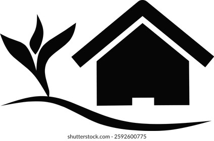 Home field environtment social esg black vector icon