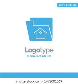 Home, File, Setting, Service Blue Solid Logo Template. Place for Tagline