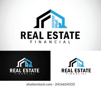 home financial logo creative design concept real estate emblem growth business city