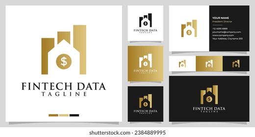 Home Financial Vector Logo and Business Card Design Template. Suitable for any business related to Home, Data, Growth, Wealth, Diagram, Accounting, and Investment.