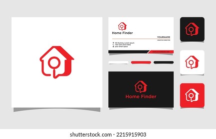 Home Finder Logo, Vektorsymbol, Finden Sie eine Immobilie, Haus suchen, Logo und Visitenkartendesign