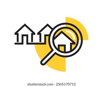 Home finder - property search logo template. Simple geometric style, bold lines