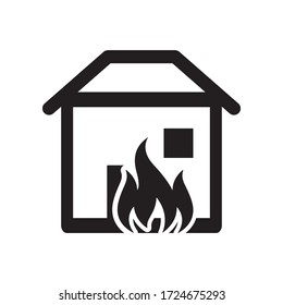 Icono de explosión de incendio en casa. Icono de la casa de bomberos