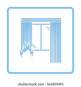 Home fire icon. Blue frame design. Vector illustration.