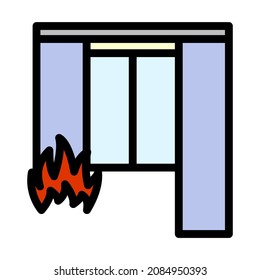 Home Fire Icon. Editable Bold Outline With Color Fill Design. Vector Illustration.