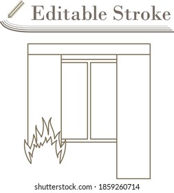 Home Fire Icon. Editable Stroke Simple Design. Vector Illustration.