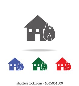 home fire icon. Elements of desister multi colored icons. Premium quality graphic design icon. Simple icon for websites, web design, mobile app, info graphics on white background