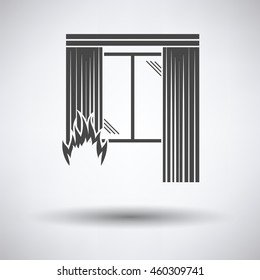 Home fire icon on gray background with round shadow. Vector illustration.