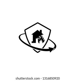 home, fire, insurance. Element of insurance in shield icon. Premium quality graphic design icon. Signs and symbols collection icon for websites, web design, mobile app