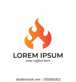 Home Fire Logo Design Template Inspiration - Vector