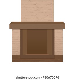 Home fireplace with chimney. Realistic texture of brickwork.