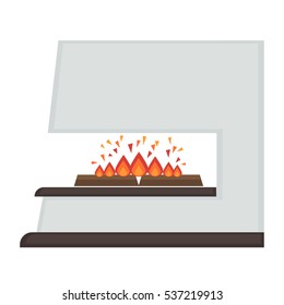 Heisskamin mit Feuer. Vektorgrafik. Flaches Icon-Design. Illustration einzeln auf weißem Hintergrund.