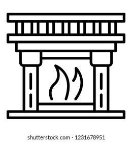 Home fireplace icon. Outline home fireplace vector icon for web design isolated on white background