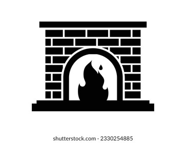 Home fireplace. Simple illustration in black and white.