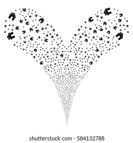 Home fireworks stream. Vector illustration style is flat black iconic symbols on a white background. Object double fountain made from random icons.