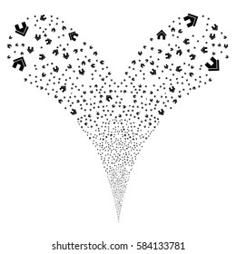 Home fireworks stream. Vector illustration style is flat black iconic symbols on a white background. Object double fountain created from random pictographs.
