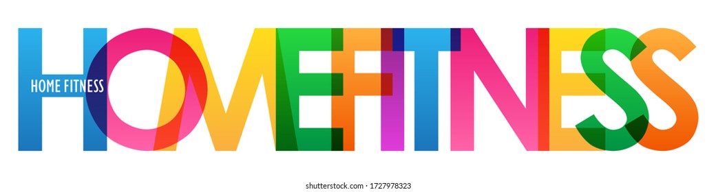 HOME FITNESS colorful vector typography banner