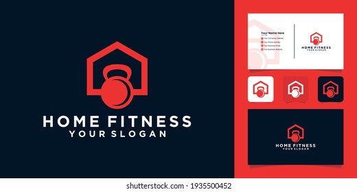 home fitness logo template design and business card