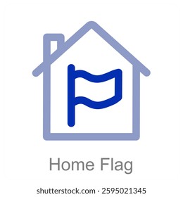 Home Flag and house icon concept