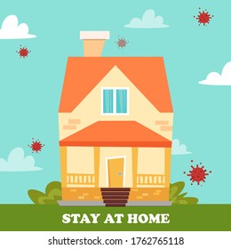 Home flat design background coronavirus stay at home
