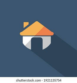 Home flat icon with long shadow effect
