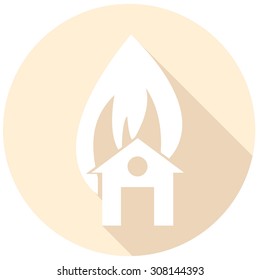 home flat Icon with long shadow