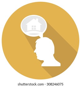 home flat Icon with long shadow